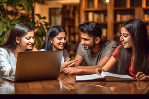 happy-young-asian-indian-college-students-reading-generative-ai-min